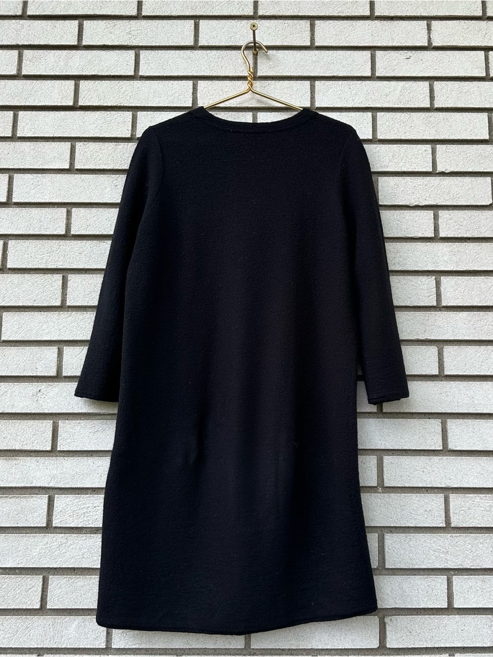 COS Black 100% Wool Nubby Textured A-Line Midi Dress Minimalist XS - Picture 4 of 7